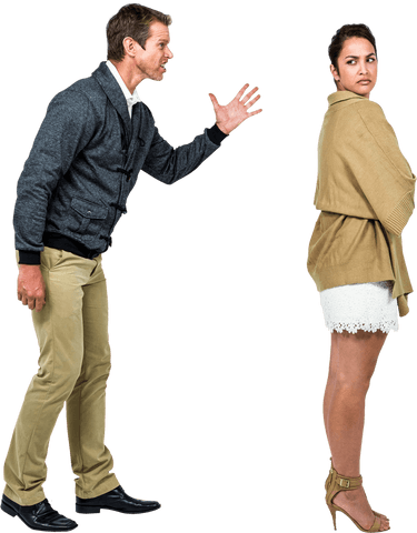 Caucasian Couple Arguing on Transparent Background