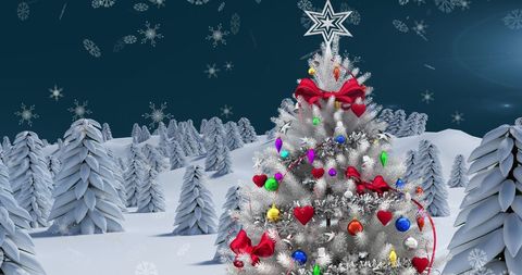 Festive Winter Wonderland with Decorated Christmas Tree - Download Free Stock Images Pikwizard.com