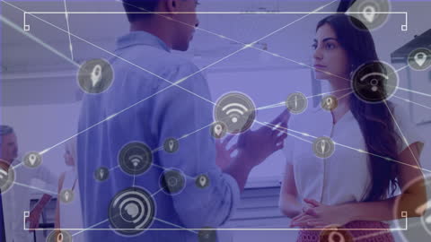 Digitally Connected Coworkers in Modern Office Environment