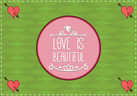 Transparent Love Is Beautiful Text Card on Green Background - Download Free Stock Videos Pikwizard.com