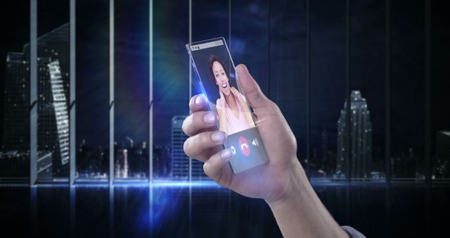 Futuristic Transparent Smartphone Displaying Video Call - Download Free Stock Images Pikwizard.com