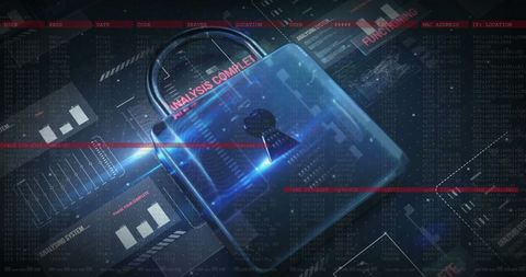 Advanced cybersecurity lock with digital data interface elements