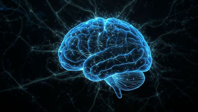 Glowing 3D Brain Pulsing with Neural Network and Synaptic Connections