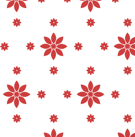 Seamless red floral pattern on transparent background for design