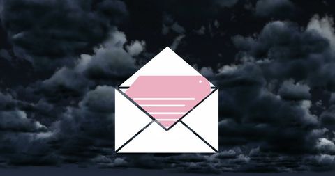 Digital Email Icon Hovering above Stormy Night Clouds - Download Free Stock Images Pikwizard.com