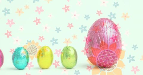 Colorful Easter Eggs and Floral Overlay Design - Download Free Stock Images Pikwizard.com