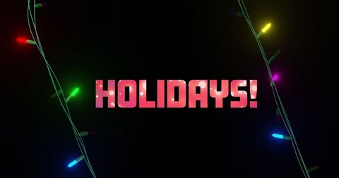festive holidays text surrounded by colorful string lights - Download Free Stock Images Pikwizard.com