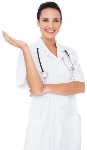 Smiling Female Doctor on Transparent Background for Healthcare Design