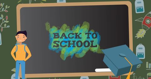 Back to School Chalkboard Art with Educational Icons
