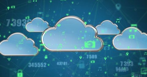 Cloud Computing Network with Holographic Icons - Download Free Stock Images Pikwizard.com