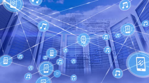 Global Digital Network Concept with Music Icons