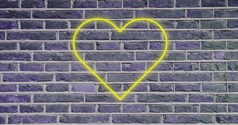 Neon Heart Shape Illuminates Brick Wall - Download Free Stock Images Pikwizard.com