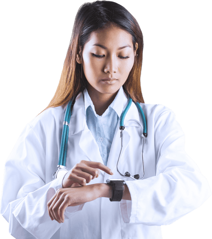 Transparent Image of Asian Doctor Using Smart Watch - Download Free Stock Videos Pikwizard.com