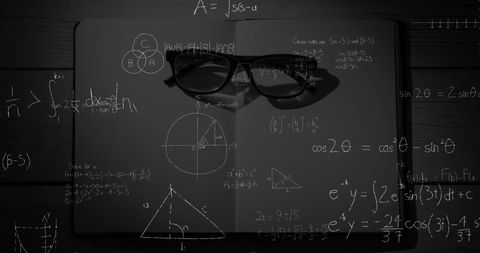 glasses on notebook with floating mathematical equations - Download Free Stock Images Pikwizard.com