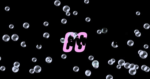 Bubbles and Icons on Black Background