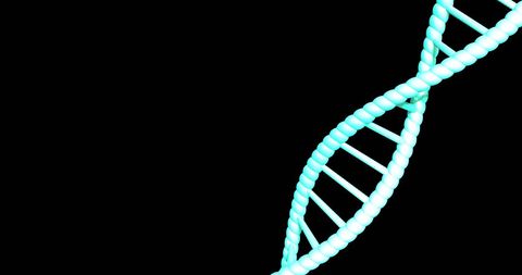 Glowing DNA Helix Over Black Background with Copy Space