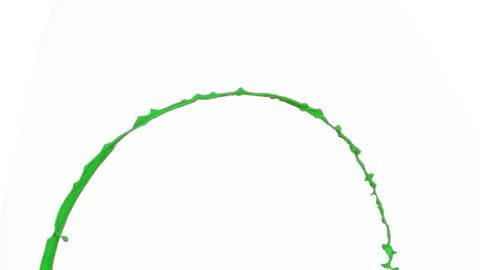 Dynamic Green Paint Splash in Curved Motion