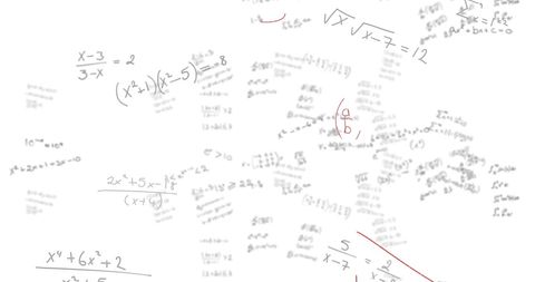 Complex equations and formulas on white background for academic projects