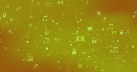 Global Digital Network with Icons on Orange Background - Download Free Stock Images Pikwizard.com