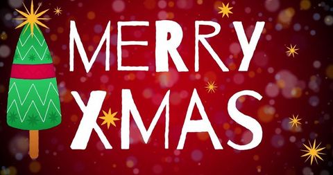 Festive merry xmas greeting with stylized christmas tree