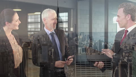 Business Team Discussing Global Networking Strategies in Office