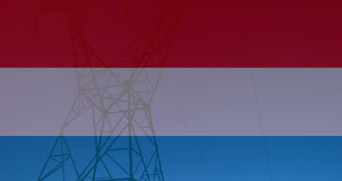 Netherlands Flag Overlapping Power Pylon Silhouette