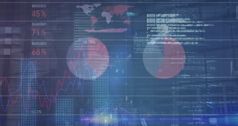 Digital World Map with Financial Data and Coding Metrics