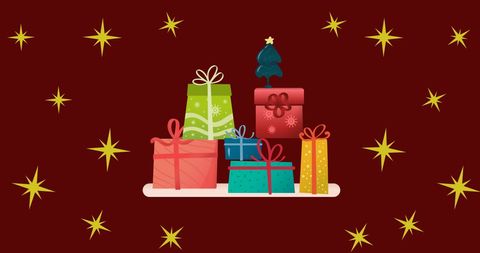 Festive Holiday Icons with Stars and Gifts