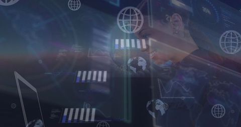 Businesswoman Engaging with Digital Data and Global Network