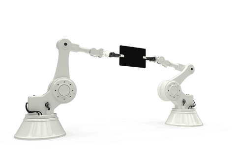 Robotic Arms Holding Tablet on Transparent Surface - Download Free Stock Videos Pikwizard.com