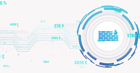 Digital Interface with Firewall Icon and Circuit Paths