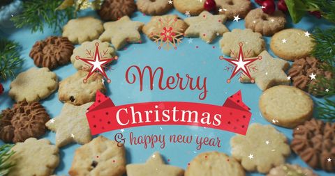 Festive Christmas Cookies with Merry Holiday Greetings - Download Free Stock Images Pikwizard.com