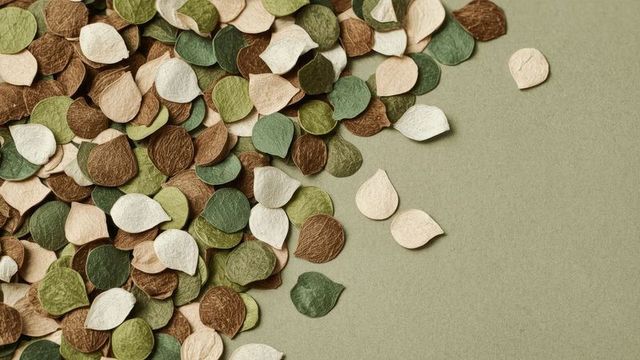 Leaf-shaped confetti on craft table