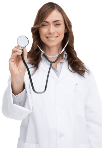 smiling female doctor holding stethoscope in transparent attire - Download Free Stock Videos Pikwizard.com