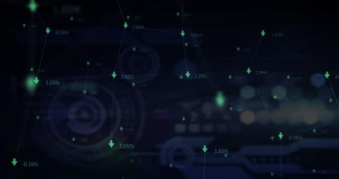 Digital Interface Showing Data Trends and Networks