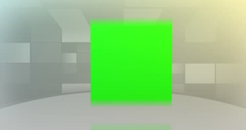 Bouncing Green Square Animation on Abstract Background