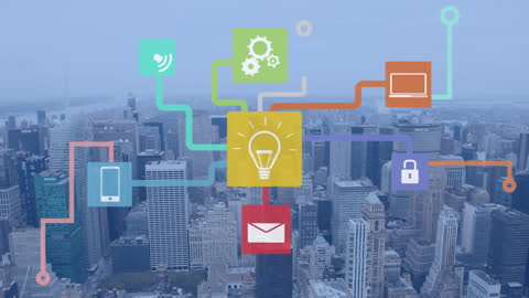 Digital Transformation Concept with Connected Media Icons