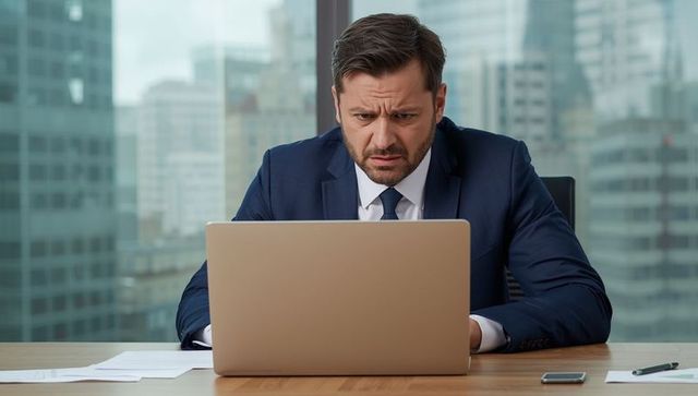 Professional Businessman Concentrating at Work in Modern Office