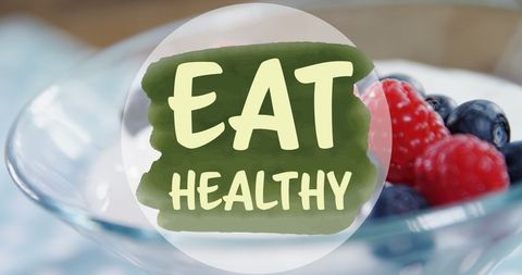 Healthy Eating Message with Fresh Berry Dessert