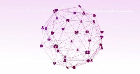 Digital Globe of Icons on Pink Gradient Technology Concept - Download Free Stock Images Pikwizard.com