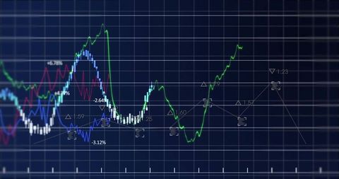Financial Chart with Dynamic Data on Black Grid - Download Free Stock Images Pikwizard.com