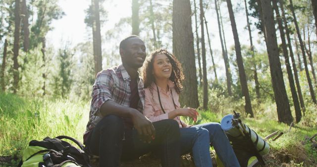 Couple Enjoying Nature Hike in Forest - Download Free Stock Images Pikwizard.com