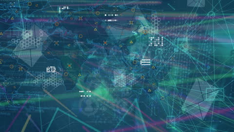 Abstract Data Processing Concept on World Map Background