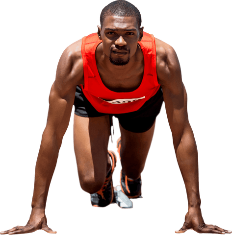 african american runner positioned for race on transparent background - Download Free Stock Videos Pikwizard.com