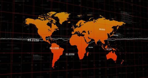 Global Data Processing Over World Map with Digital Interface - Download Free Stock Images Pikwizard.com