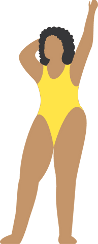 Stylized Woman in Fashionable Yellow Swimsuit Transparent Backdrop Art