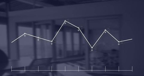 Minimalist Line Graph Overlay in Modern Conference Room Setting