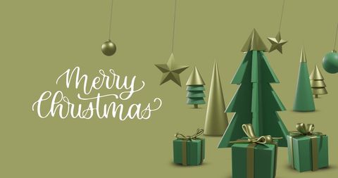 Festive Christmas Decorations with Gifts and Trees