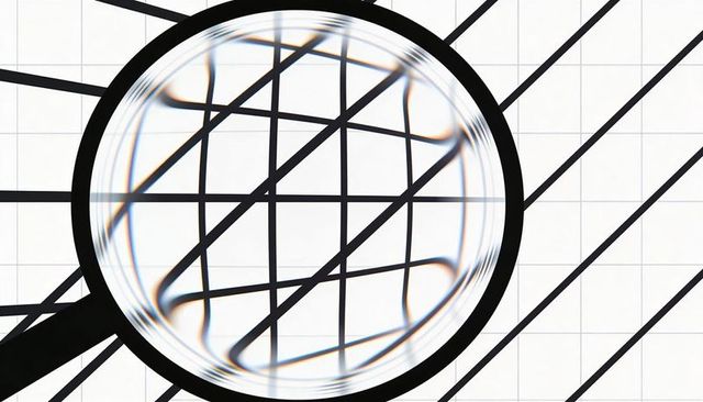 Magnifying Glass Distorting Grid with Chromatic Fringe and Diagonal Lattice
