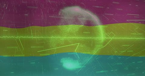 Futuristic Data Sphere with Numeric Labels and Color Bands